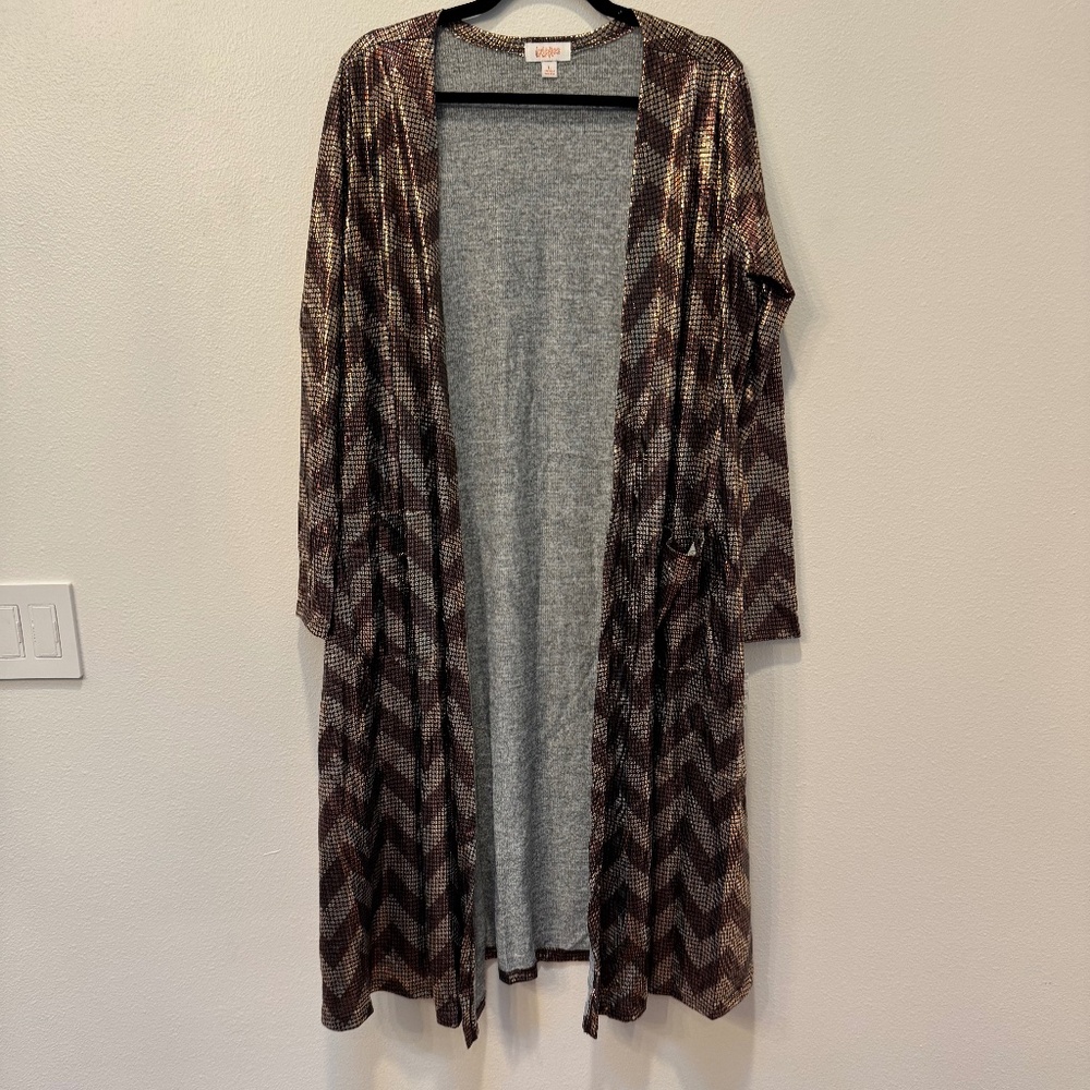 Brand New LuLaRoe Size L Brown and Copper Sarah Cardigan